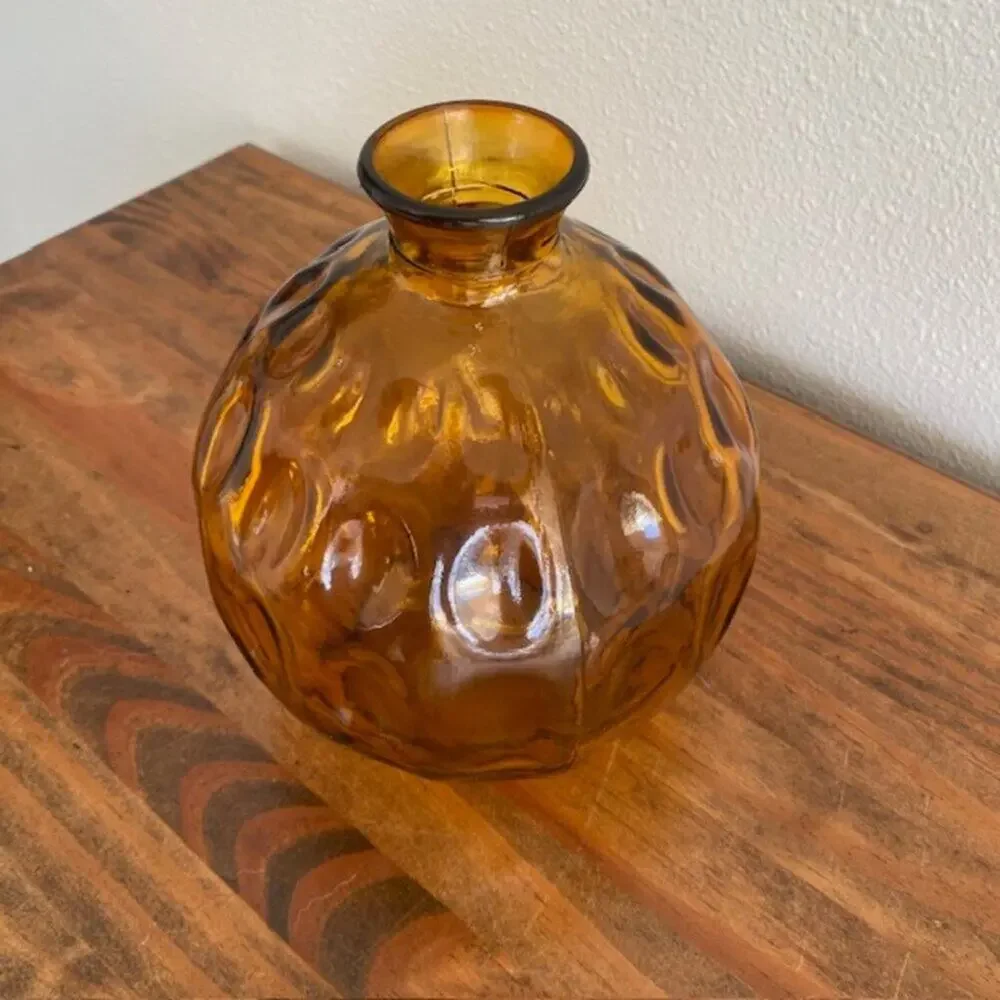 Golden Amber Glass Inverted Bubble Vase